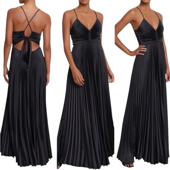 LIKE NEW A.L.C. Aries Satin Pleated Dress in Black - Size 4 - Picture 11 of 16